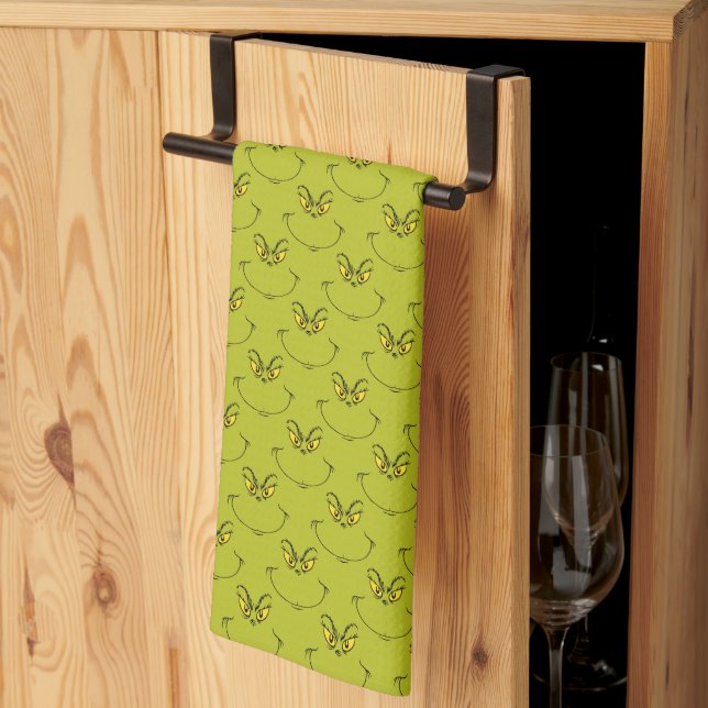 How Grinch Stole Christmas Face Kitchen Towel (Thirds Fold)