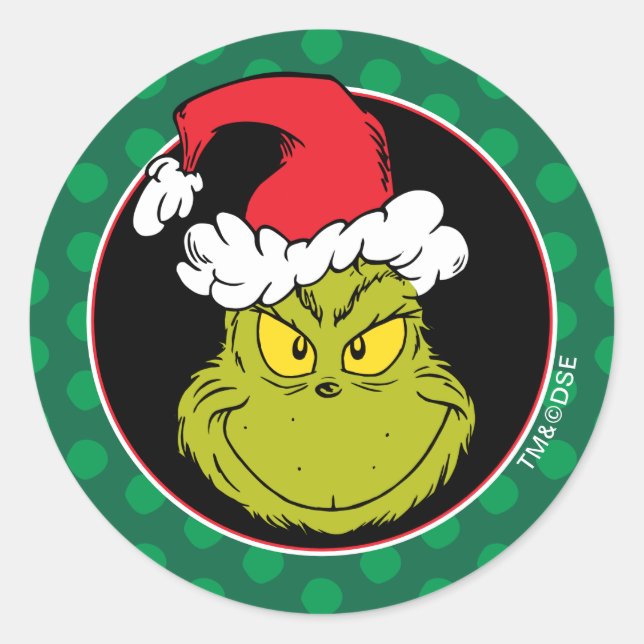 How Grinch Stole Christmas | Naughty Grinch Classic Round Sticker (Front)