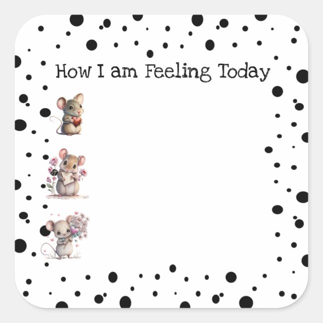 'How I am Feeling' Mice Journal  Square Sticker (Front)