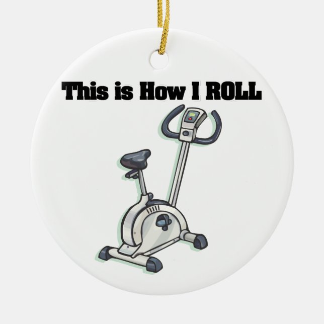 How I Roll (Exercise Bike) Ceramic Tree Decoration (Front)