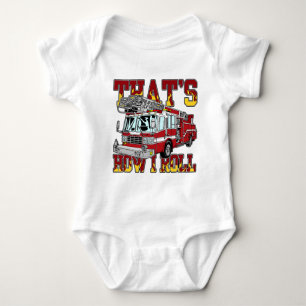 How I Roll Fire Truck Baby Bodysuit