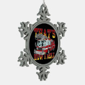 How I Roll Fire Truck Snowflake Pewter Christmas Ornament (Left)