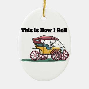 How I Roll (Old-fashioned Buggy/Car) Ceramic Tree Decoration