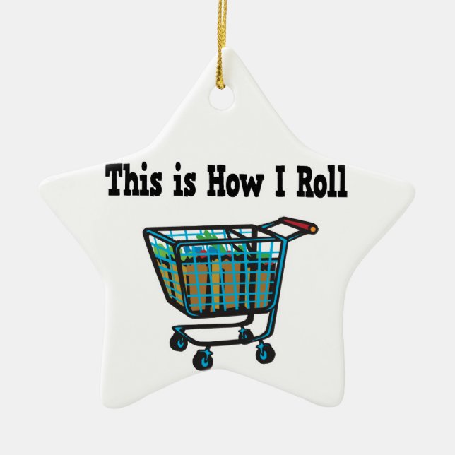 How I Roll Shopping Cart Ceramic Tree Decoration (Front)