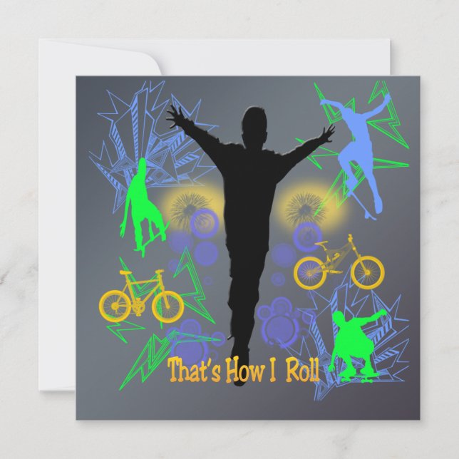 How I Roll (Tween Boys) Invitation (Front)