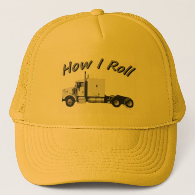 How I Roll Yellow Mesh Truckers Hat (Front)