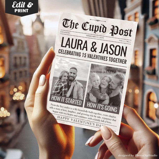 How it Started How its Going Valentine Newspaper Holiday Card (How it Started How its Going Valentine Newspaper Holiday Card)