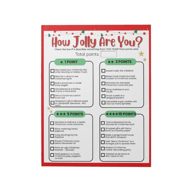 How Jolly Are You Christmas Game Notepad (Rotated)