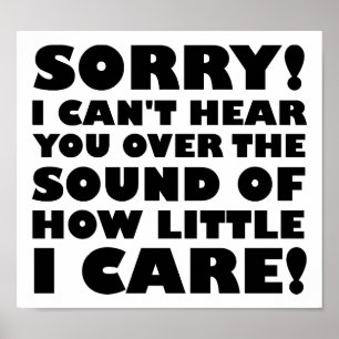 How Little I Care Funny Poster