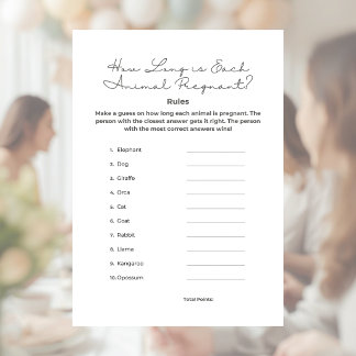 How Long is Each Animal Pregnant Game with Answers Custom Letterhead