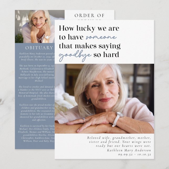 How Lucky We Are Photo Order of Service Programme (Front/Back)