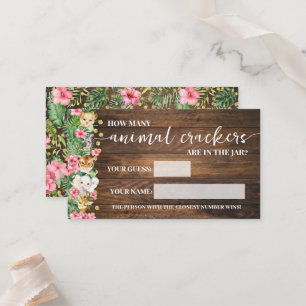 How Many Animal Crackers Pink Safari Game Card