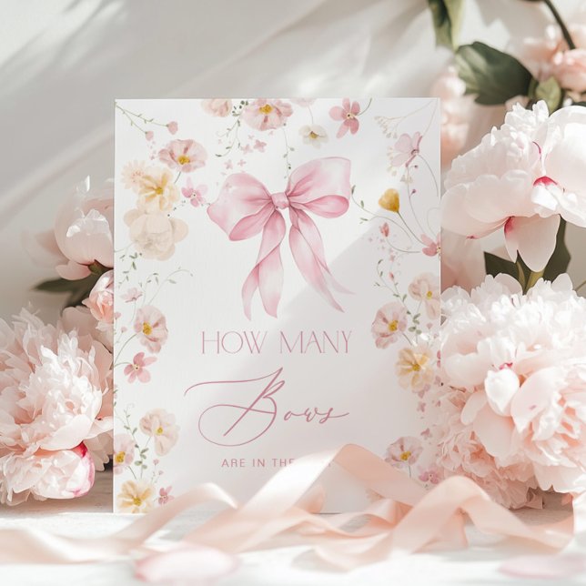 How many Bows Blush pink baby shower floral Poster (Creator Uploaded)