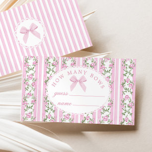 How many Bows Coquette Pink Bow Baby Shower Enclosure Card