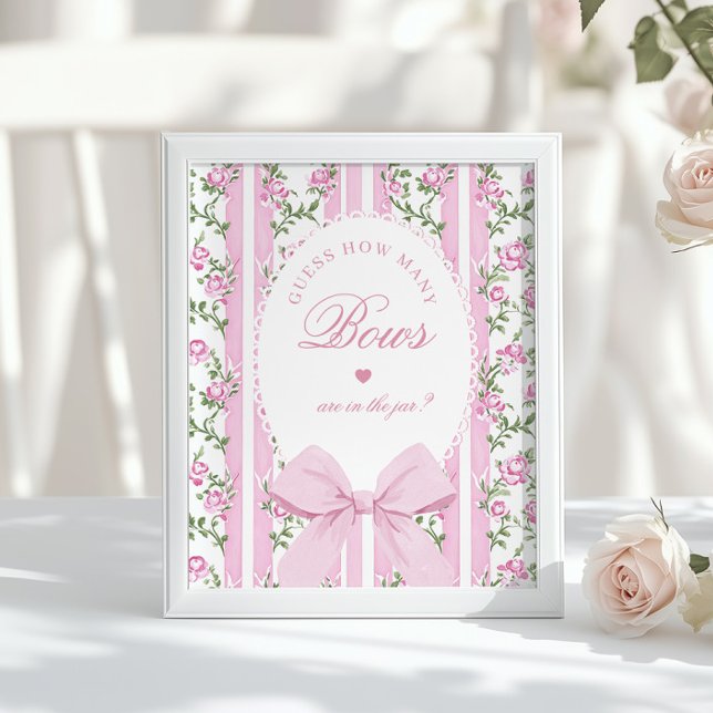 How many Bows Guessing Game Coquette Bow Pink Poster (Creator Uploaded)