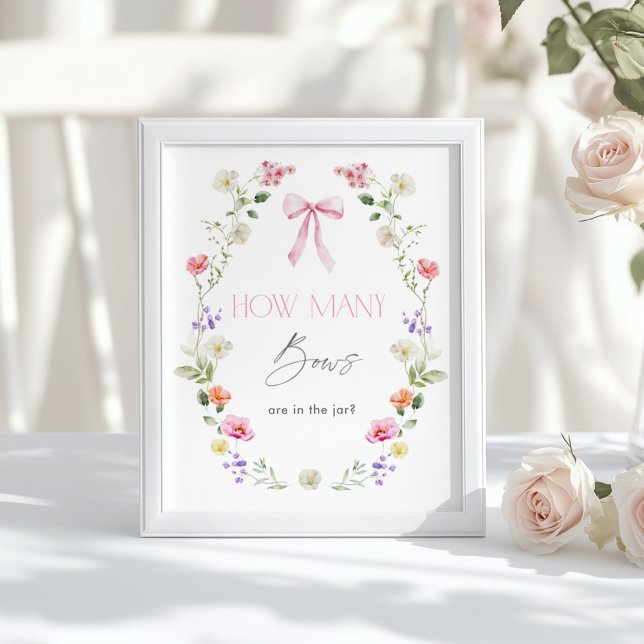 How many Bows Pink Floral baby shower  Poster (Creator Uploaded)
