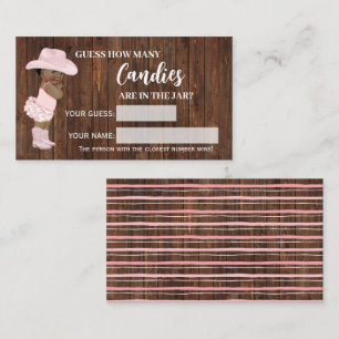 How Many Candies AA Cowgirl Baby Shower Game Card