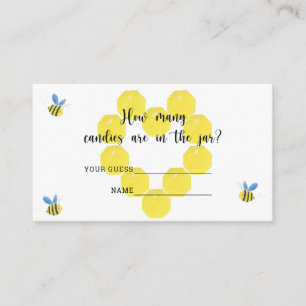  How many candies/ Bee baby shower game Enclosure Card