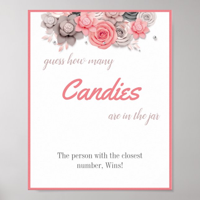 How many Candies Bridal Shower Game Sign (Front)