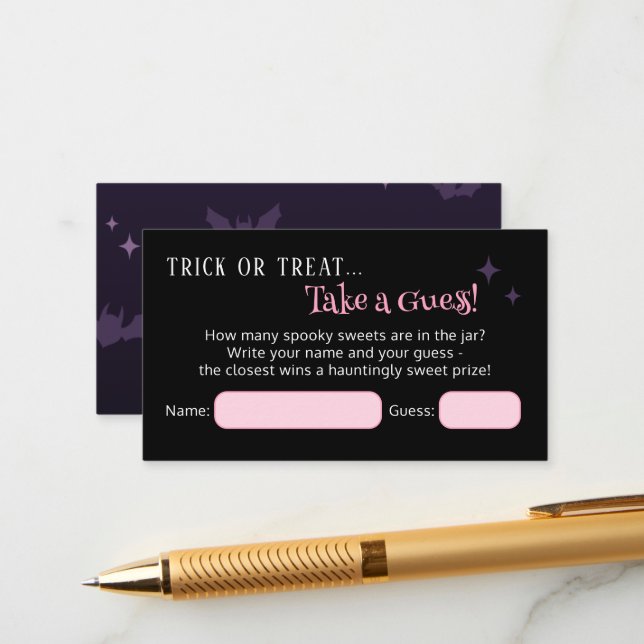 How Many Candies Halloween Baby Shower Game Enclosure Card (Front/Back In Situ)