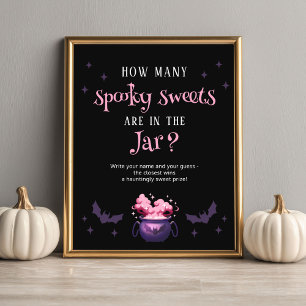 How Many Candies Halloween Baby Shower Game Poster