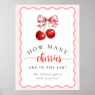 How Many Cherries Coquette Cherry Baby Shower Game Poster