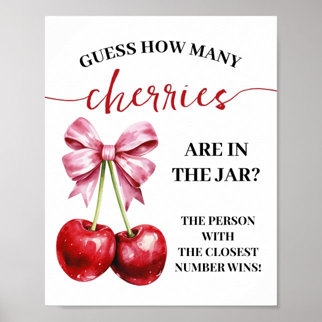 How many Cherries in the Jar Baby Shower Game Sign (Front)