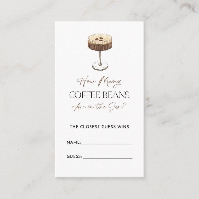 How Many Coffee Beans Game Enclosure Card (Front)