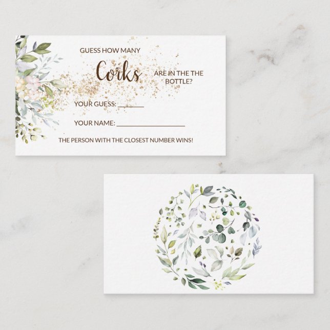 How Many Corks Herbal Bridal Shower Game Card (Front/Back)