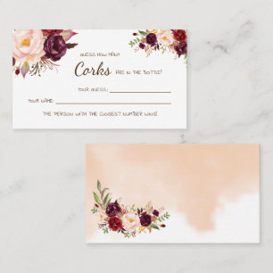 How Many Corks Marsala Bridal Shower game card