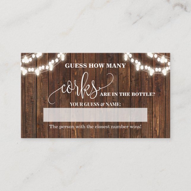 How Many Corks Western Bridal Shower Game card (Front)