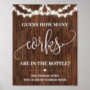 How many Corks Western Bridal Shower game Sign