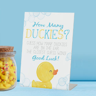 How Many Duckies Birthday or Baby Shower Game Pedestal Sign