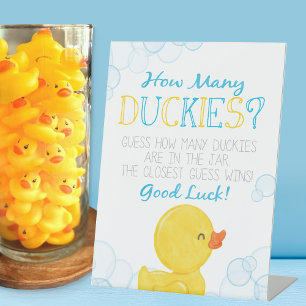 How Many Duckies Birthday or Baby Shower Game Pedestal Sign