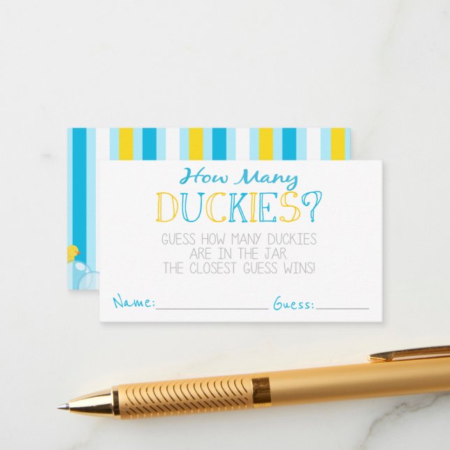 How Many Duckies Party Game Guess Cards (Front/Back In Situ)