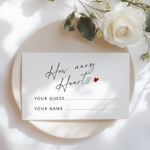 How many Hearts Minimalist bridal shower game Enclosure Card