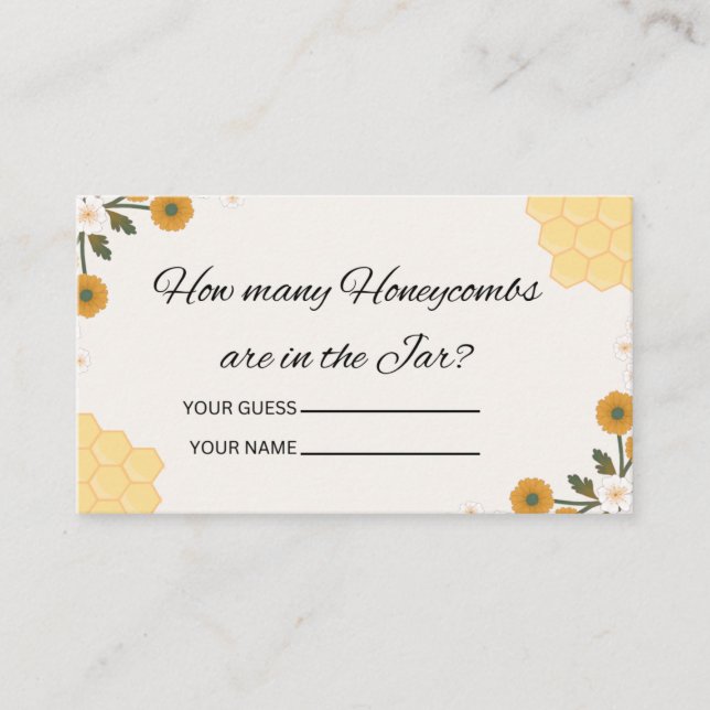 How many honeycombs baby shower game enclosure card (Front)