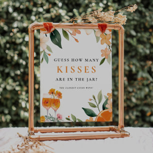 How Many Kisses Aperol Spritz Bridal Shower Sign