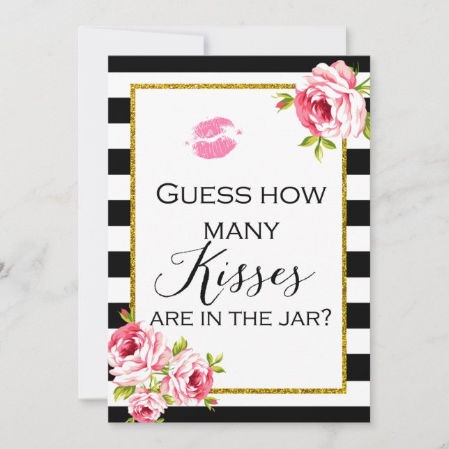 How Many Kisses are in the Jar 5x7" Sign Invitation (Front)