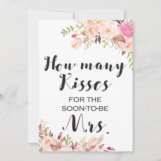 How Many Kisses are in the Jar 5x7" Sign Invitation (Front)