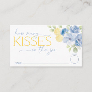 How many kisses Blue Lemon Bridal Shower  Enclosure Card