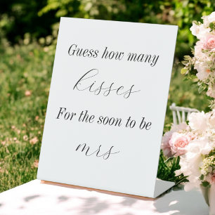 How Many Kisses Bridal Shower Games Pedestal Sign