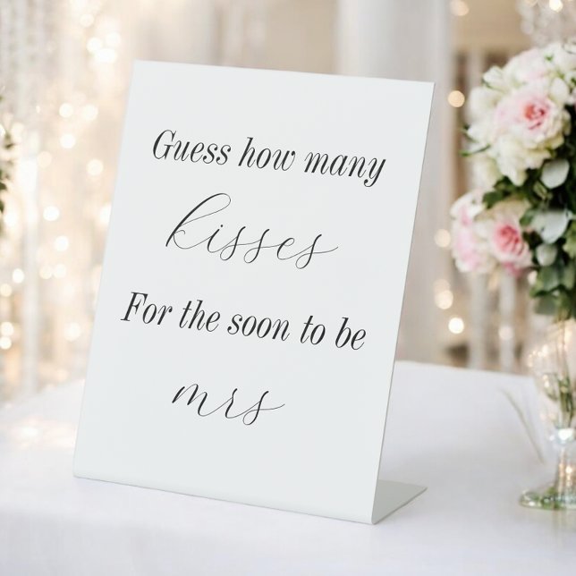 How Many Kisses Bridal Shower Games Pedestal Sign (Creator Uploaded)