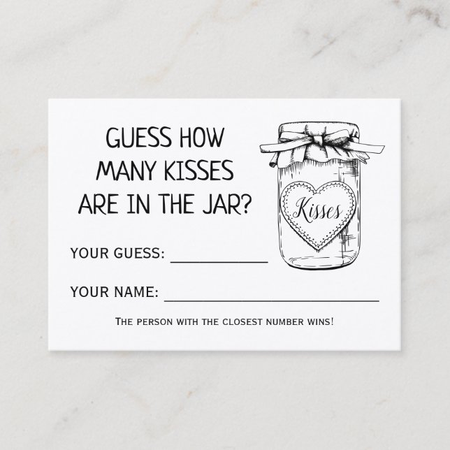 How many kisses english spanish shower game card (Front)