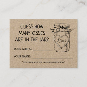 How many kisses english spanish shower game card