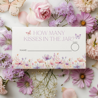 How many kisses Floral Butterfly Bridal Shower  Enclosure Card