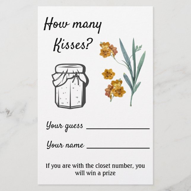 How many Kisses? Flowers - Game Flyer (Front)