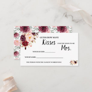 How Many Kisses for Mrs Marsala Shower Game Card