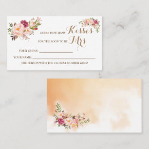 How Many Kisses for Mrs Pink Shower game card