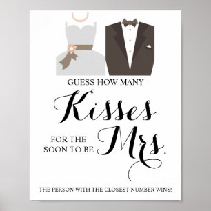 How Many Kisses for Mrs Shower Game Sign